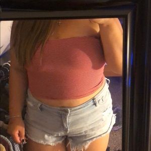 Red striped tube top
